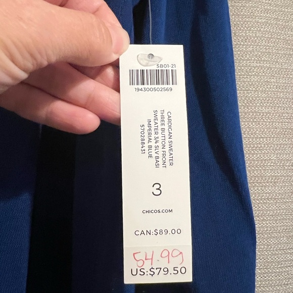 CHICO’S Button Front Lightweight Cardigan Sweater Careerwear Transitional - Picture 6 of 11